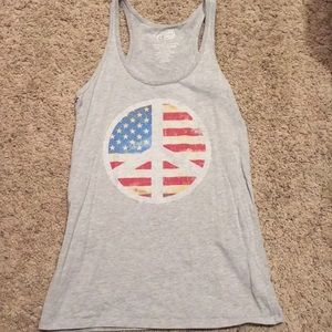 USA flag with peace sign tank top
